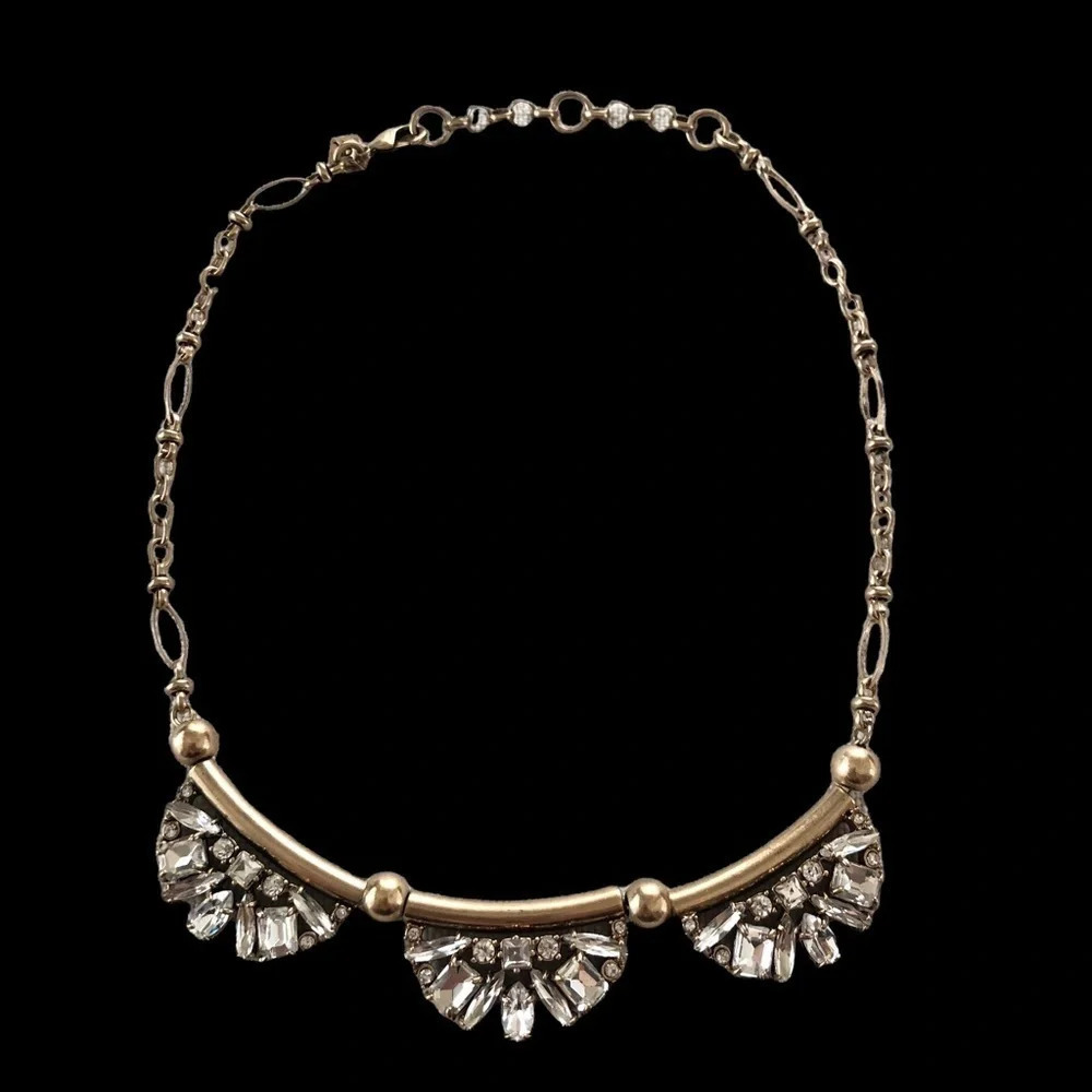 Banana Republic Brushed Gold Tone Collar Statement Necklace Wedding Party Blingy